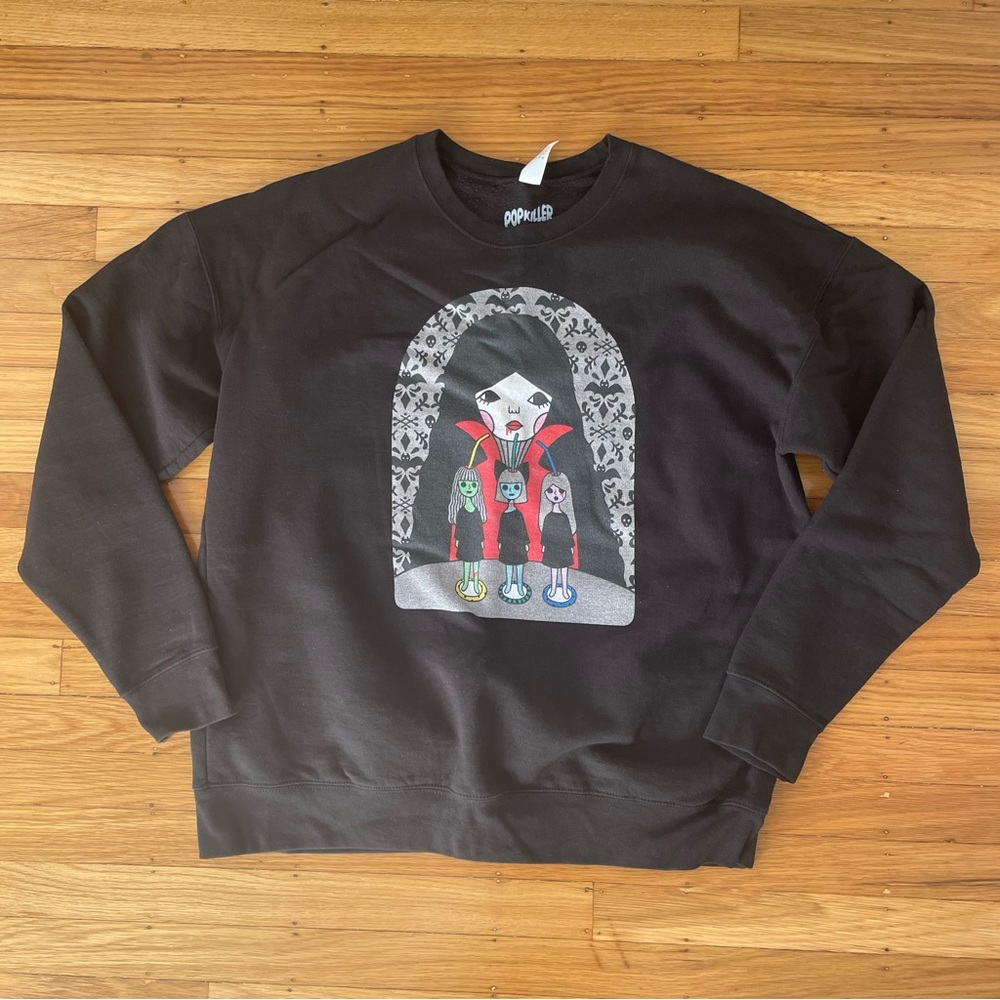 Long sleeve pullover sweater - vampire cafe design in size large